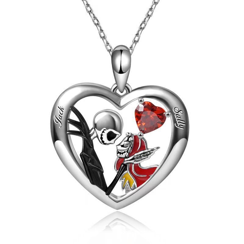 Till Death' Skull Heart Couple's Necklace