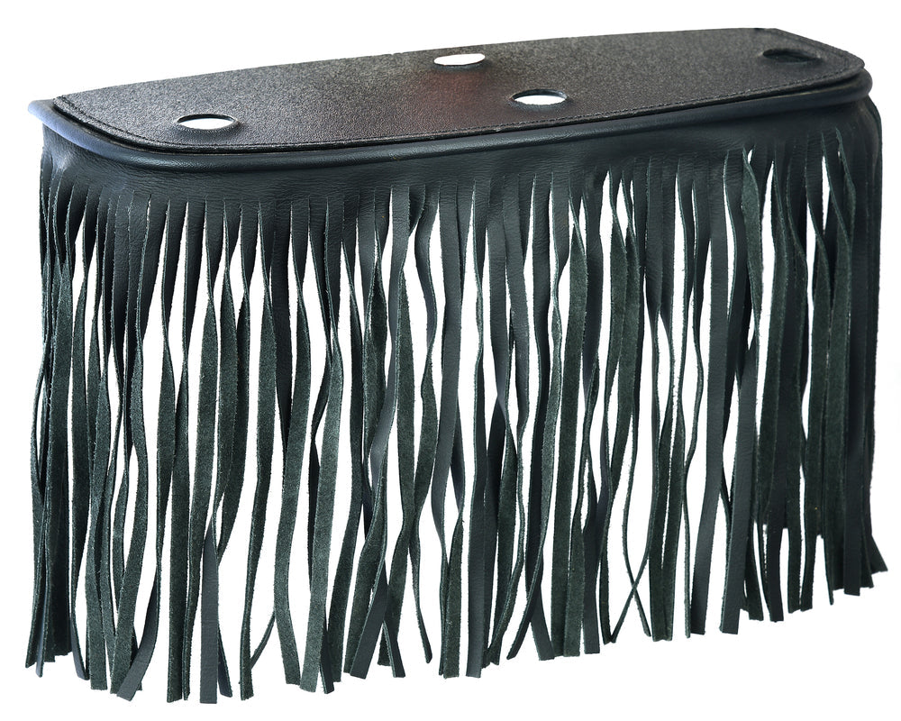 B15 Black Leather Floor Boards with Fringe - Large
