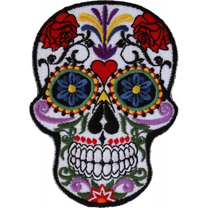 P553 Sugar Skull Iron On Patch