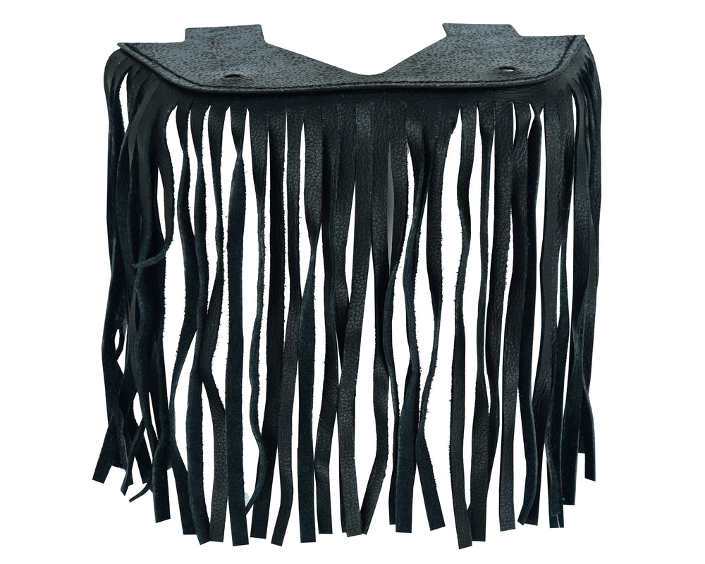 B14 Black Leather Floor Boards with Fringe - Small