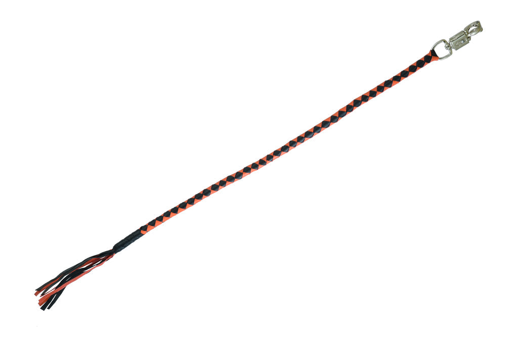GBW22 Leather Biker Whip-Orange/Black