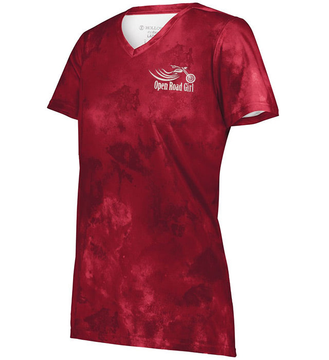 Open Road Girl Cloud Print Vneck Short Sleeve Tee, 4 COLORS