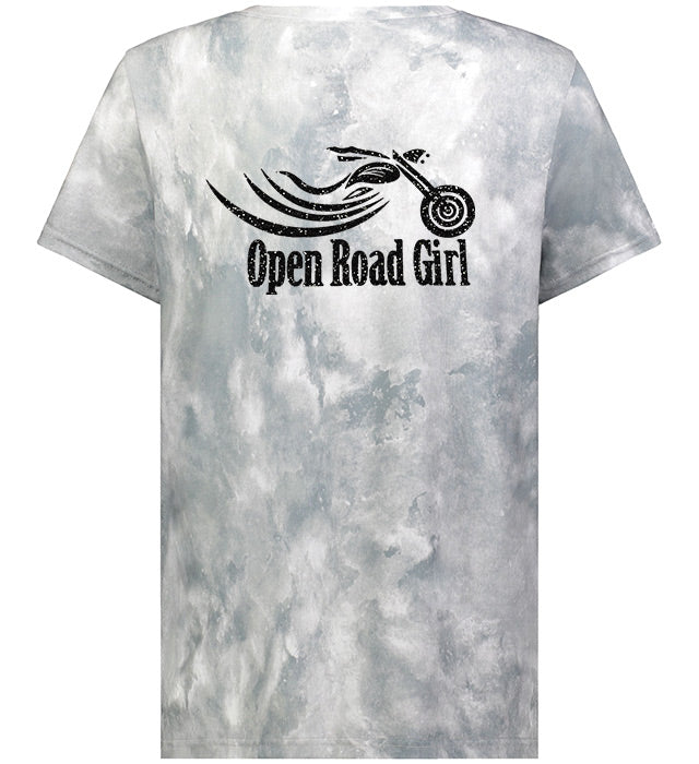 Open Road Girl Cloud Print Vneck Short Sleeve Tee, 4 COLORS
