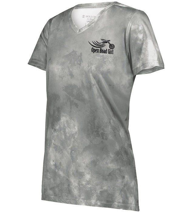 Open Road Girl Cloud Print Vneck Short Sleeve Tee, 4 COLORS