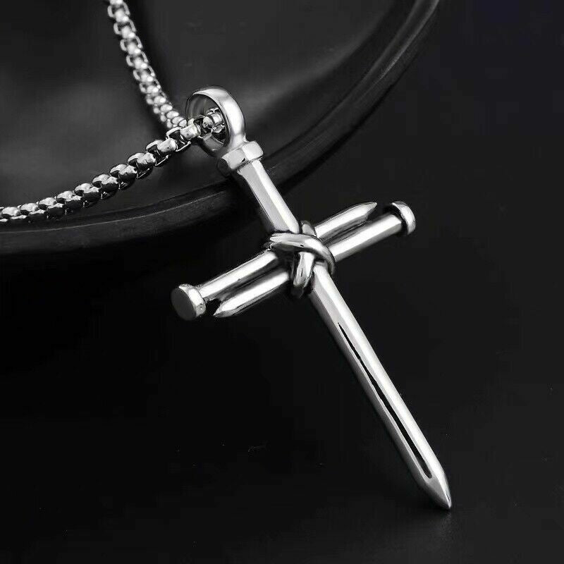 Men'S Christ Jesus Nail Rope Cross Pendant Necklace Christian Jewelry Chain 24"  Men'S Christ Jesus Nail Rope Cross Pendant Necklace Christian Jewelry Chain 24"    qykyai-sq.myshopify.com