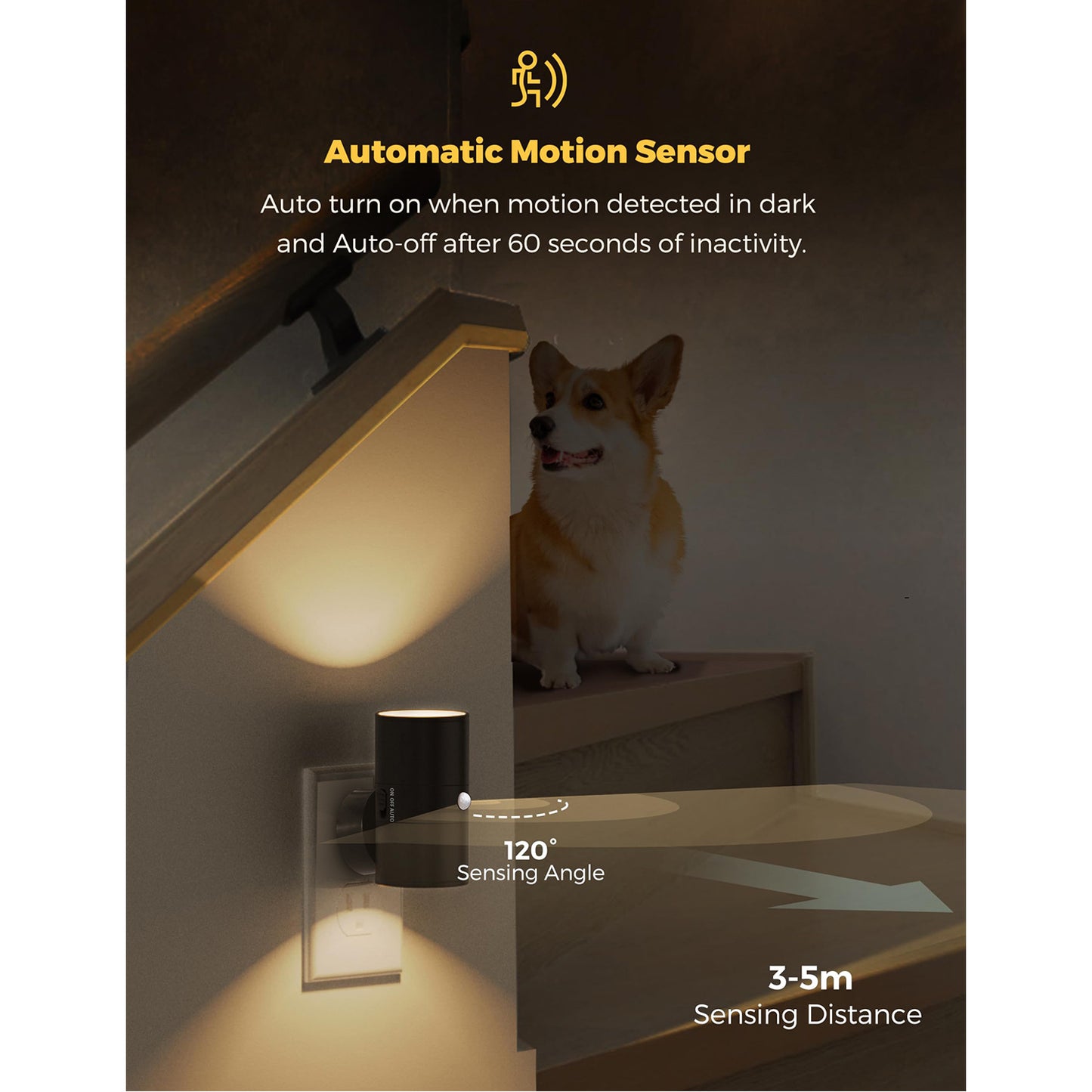 2-in-1 light-controlled sensor night light, plug wall lamp, LED ambient light, dimmable bedroom lighting