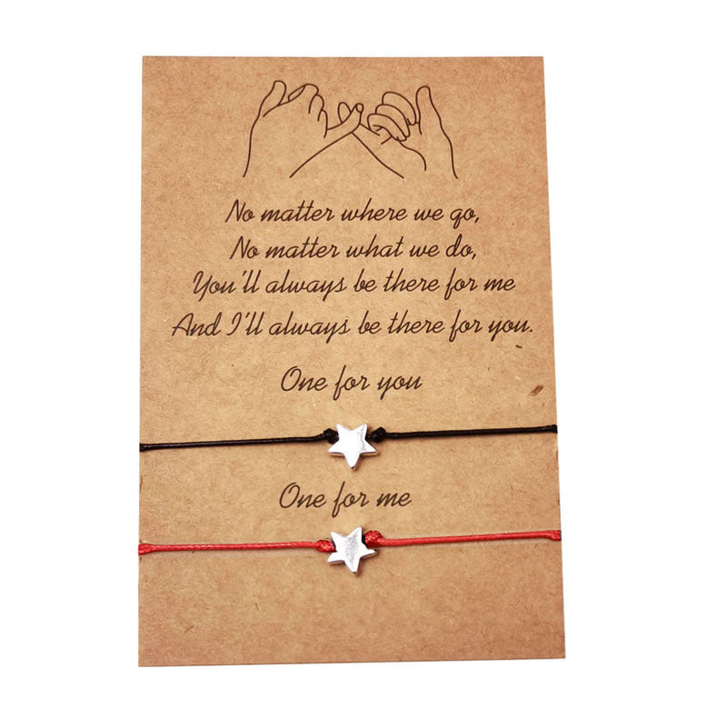 Heart-shaped Sunflower Wax Line Hand-woven Couple Friendship Card Bracelet
