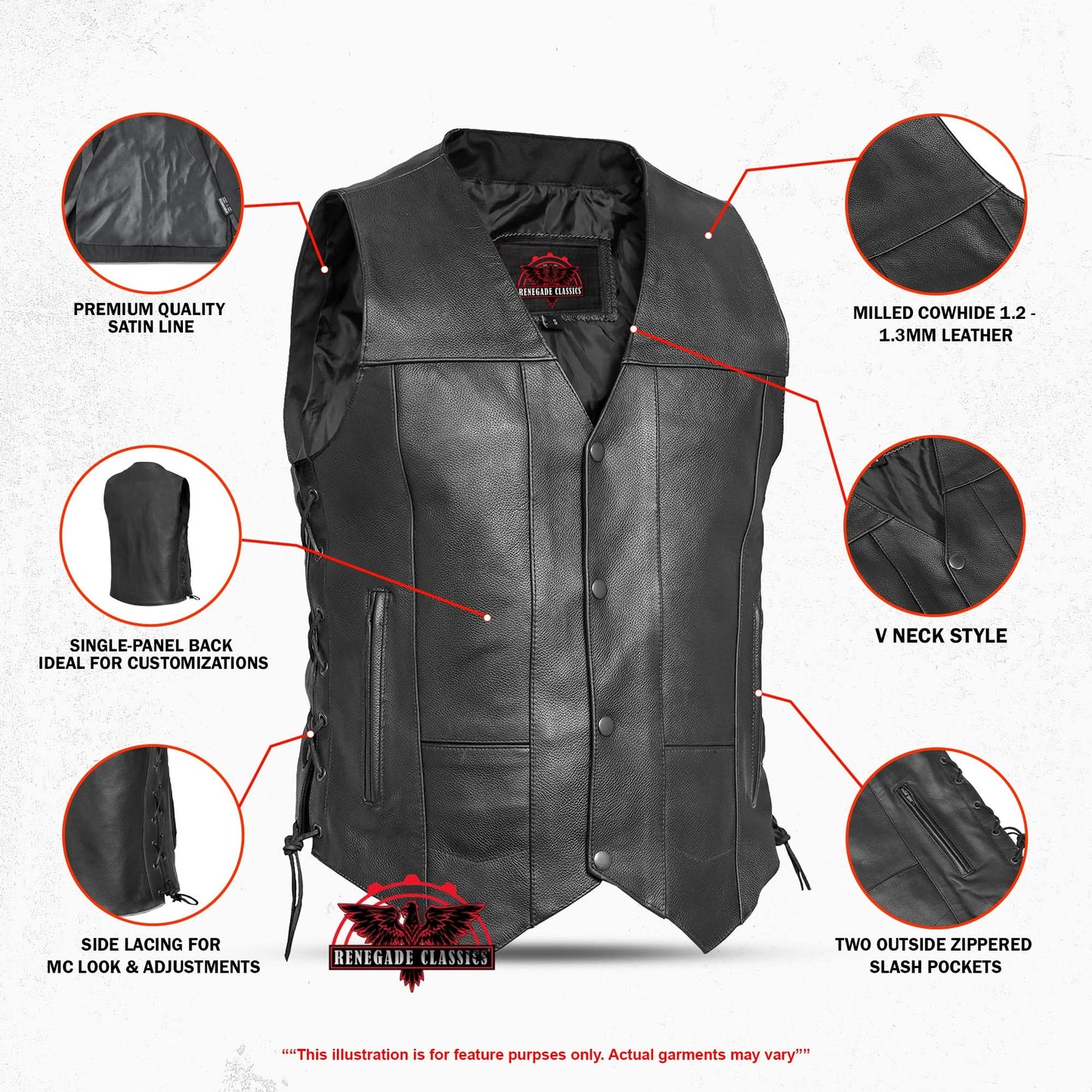 Men's Line Ranger Multi-Pocket Motorcycle Vest - Black