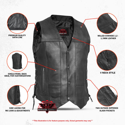 Men's Line Ranger Multi-Pocket Motorcycle Vest - Black