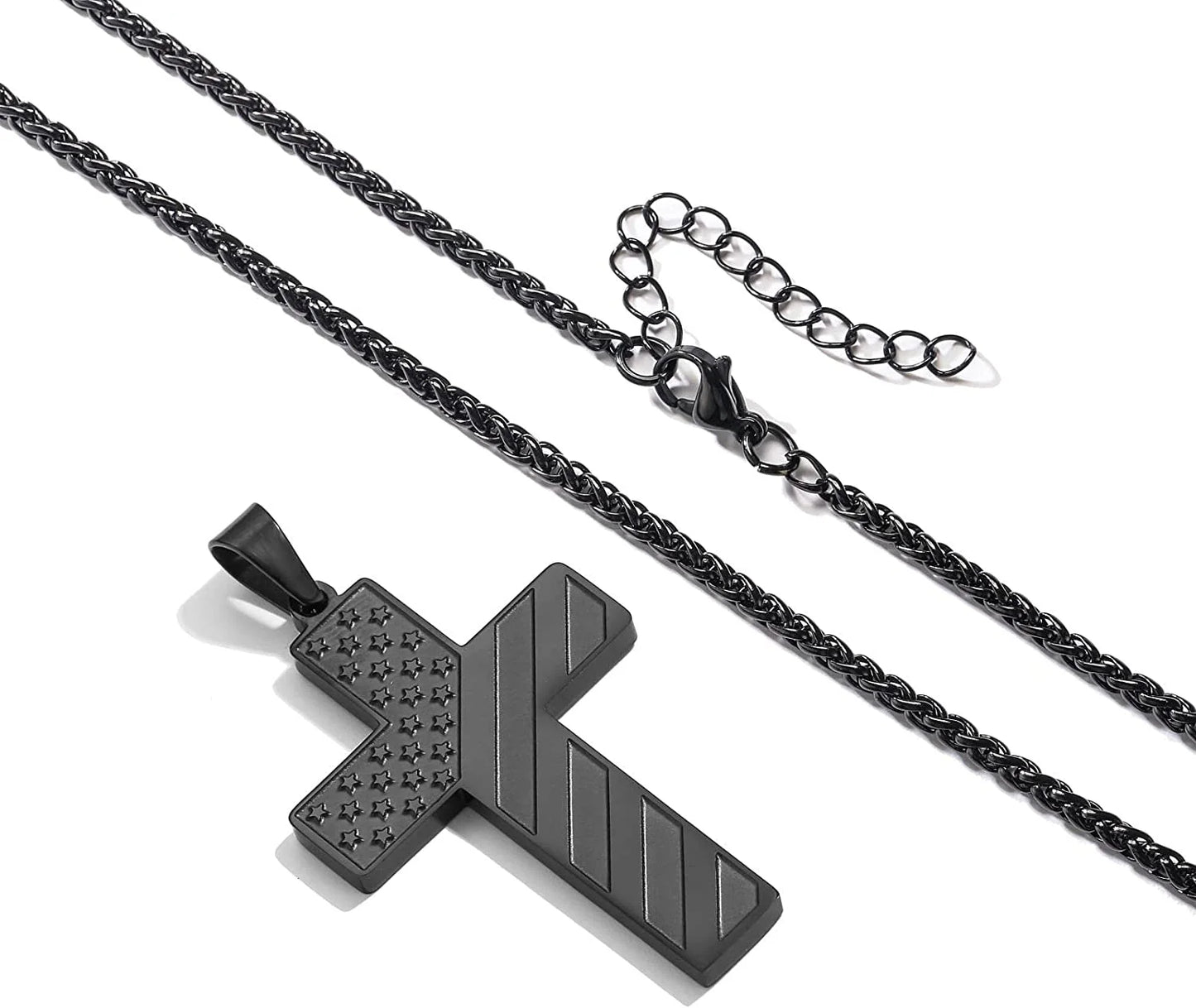 2025 Graduation Gifts for Him Teenages Teen Boyfriend Brother Son Grandson Graduates Black American Flag Cross Necklace Pendant Chain Religious Christian Jewelry Gifts Ideas Age