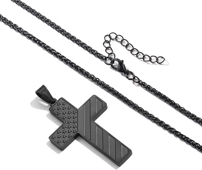 2025 Graduation Gifts for Him Teenages Teen Boyfriend Brother Son Grandson Graduates Black American Flag Cross Necklace Pendant Chain Religious Christian Jewelry Gifts Ideas Age