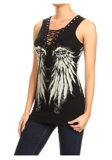 Women’s BLACK Oversized Angel Wing Tank Top