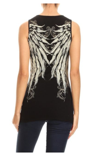 Women’s BLACK Oversized Angel Wing Tank Top