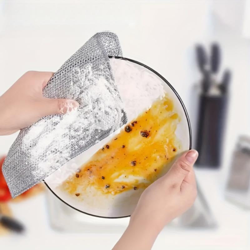 Stainless Steel Kitchen Cleaning Cloth, 10/20Pcs Home Multifunctional Durable Quick Drying Mesh Scouring Pad, Household Dishwashing Cleaning Tool for Pot & Stove