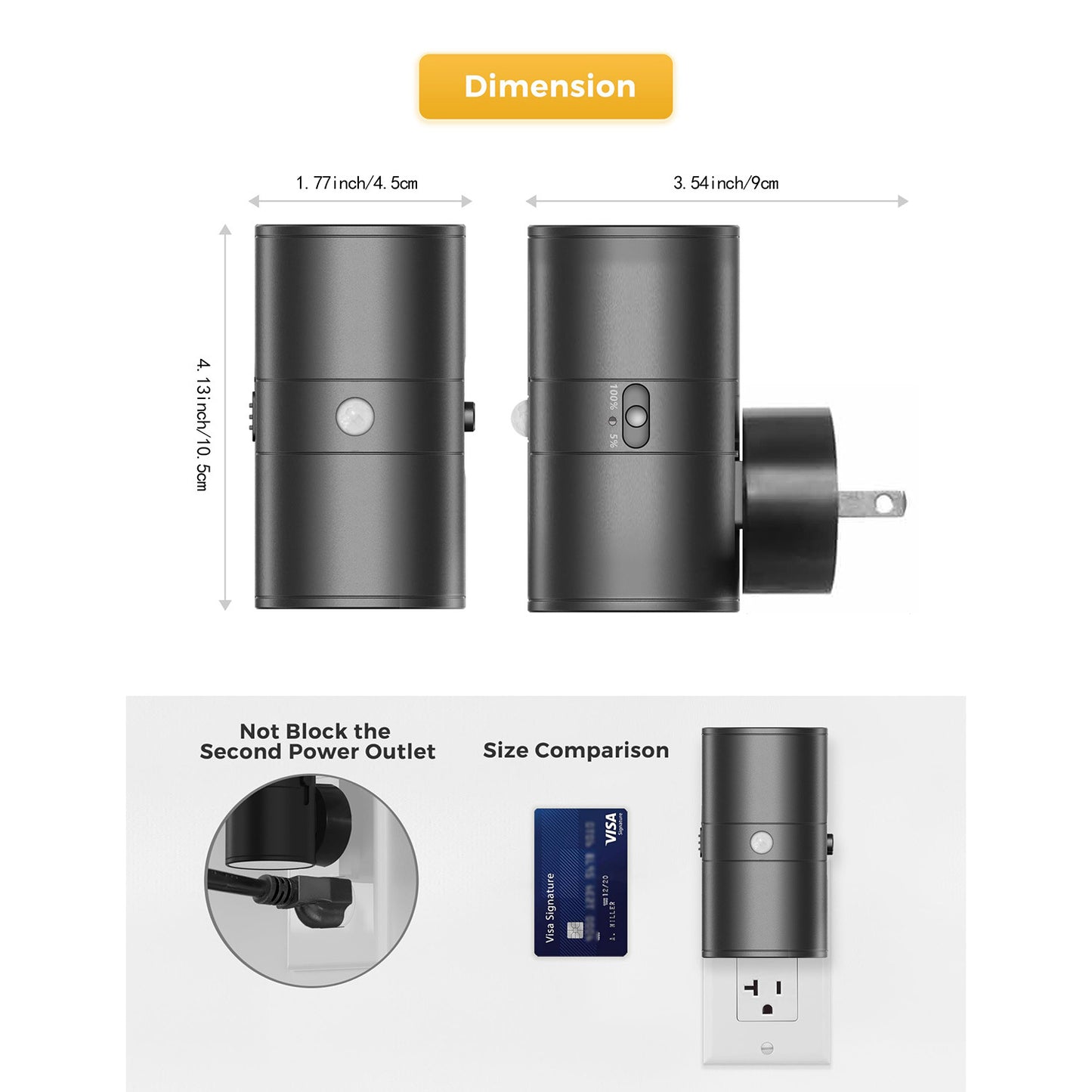 2-in-1 light-controlled sensor night light, plug wall lamp, LED ambient light, dimmable bedroom lighting