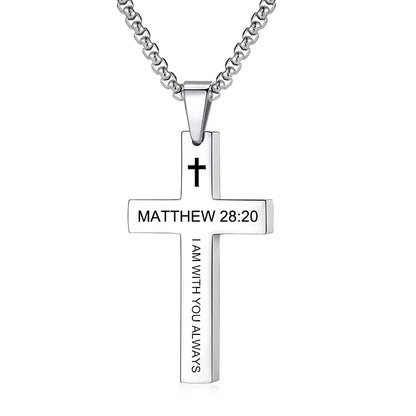 Christian Bible Verse Cross Pendant Necklace Stainless Steel Religious Scripture Prayer Jewelry Gifts