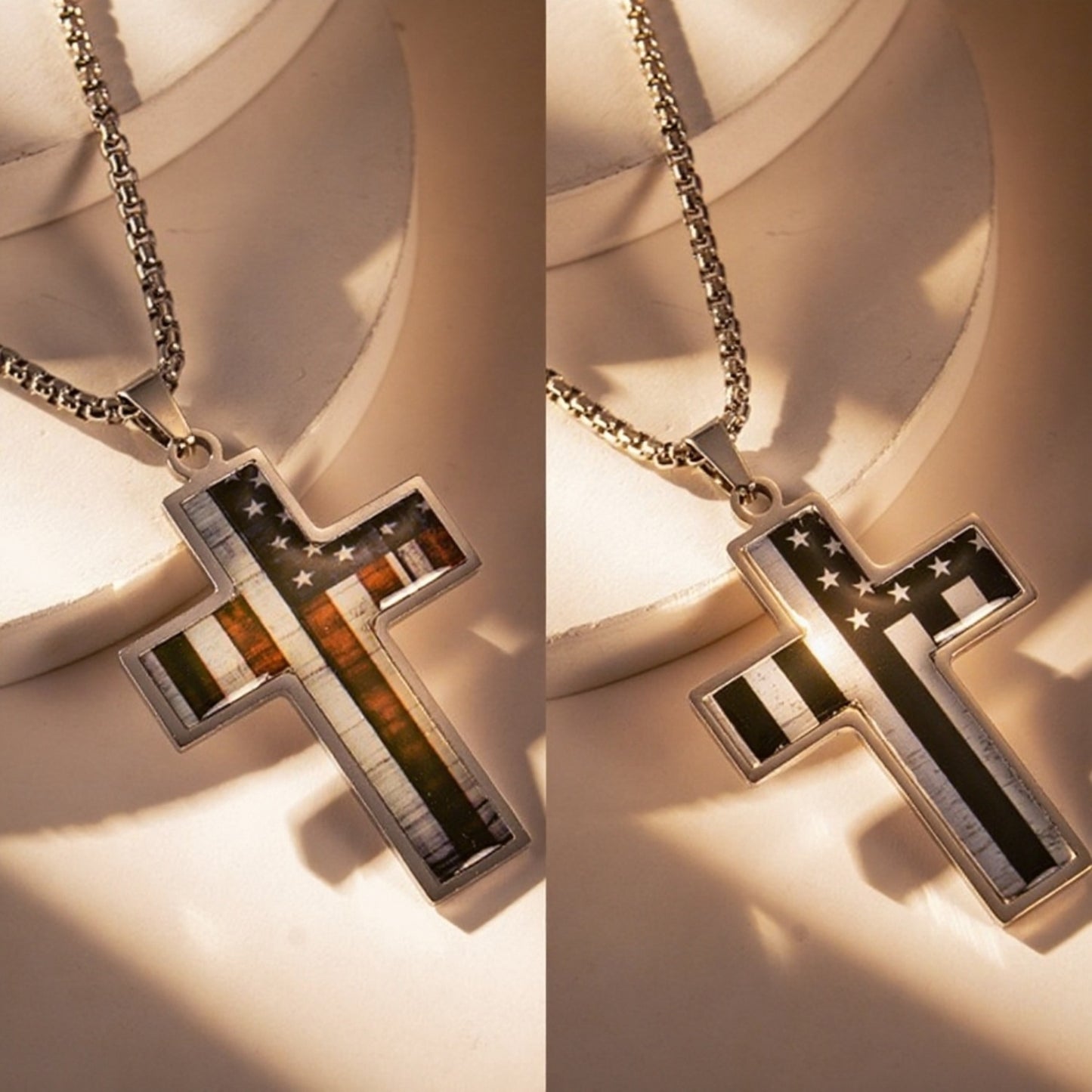 American cross pendant with oil drip, long style