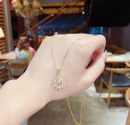 14K Gold Stainless Steel Sunflower CZ Pendant Necklace 16-18" Chain Women AG  14K Gold Stainless Steel Sunflower CZ Pendant Necklace 16-18" Chain Women AG    qykyai-sq.myshopify.com