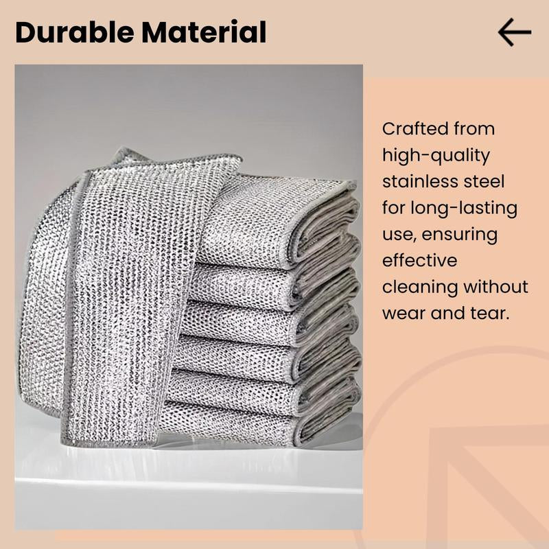 Stainless Steel Kitchen Cleaning Cloth, 10/20Pcs Home Multifunctional Durable Quick Drying Mesh Scouring Pad, Household Dishwashing Cleaning Tool for Pot & Stove