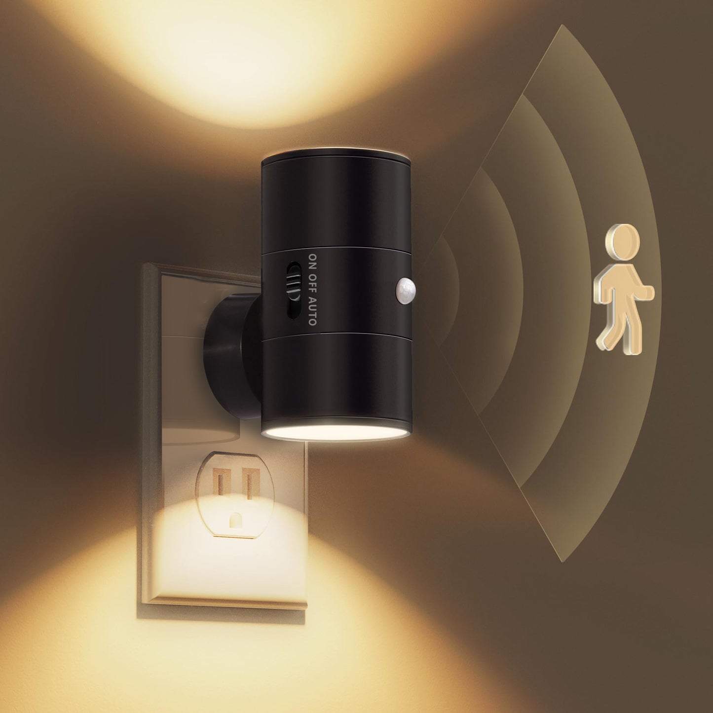 2-in-1 light-controlled sensor night light, plug wall lamp, LED ambient light, dimmable bedroom lighting