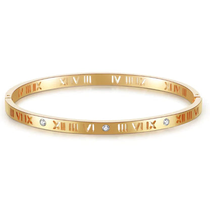 Women's Titanium Steel Roman Numeral Diamond Bracelet - 