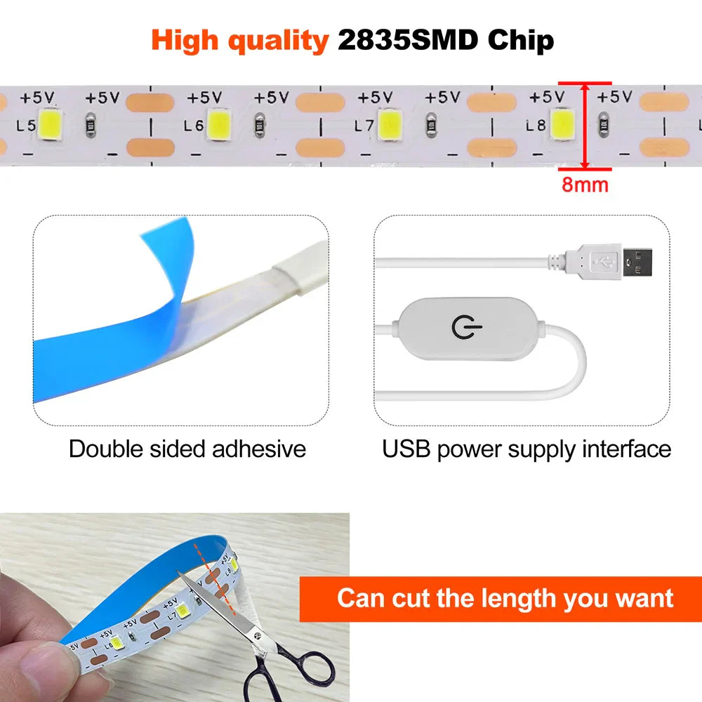 5V 2835 USB LED Strip Light - 