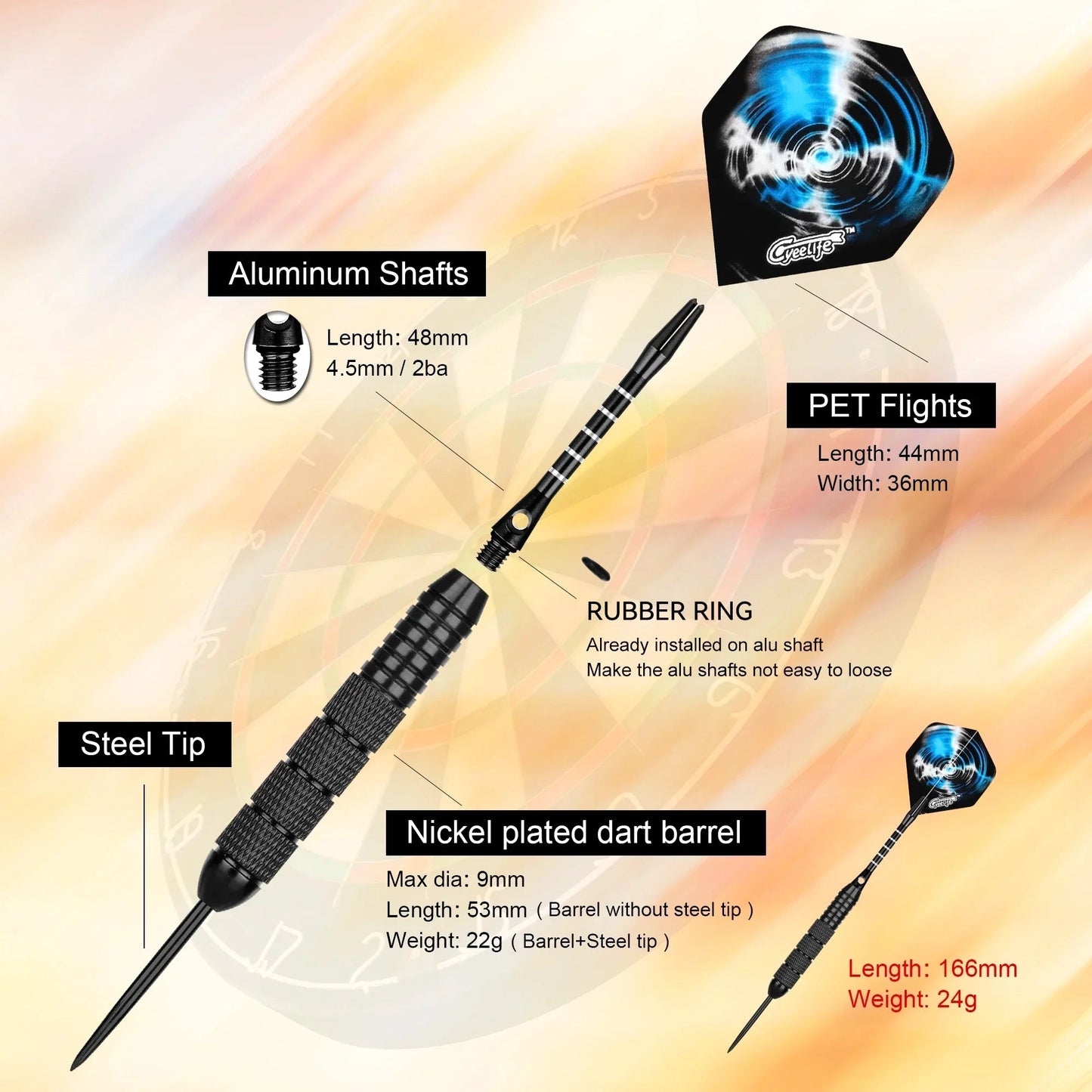 CyeeLife 6/12PCS 24G hard dart steel needle - 