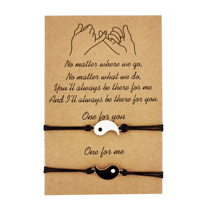 Heart-shaped Sunflower Wax Line Hand-woven Couple Friendship Card Bracelet