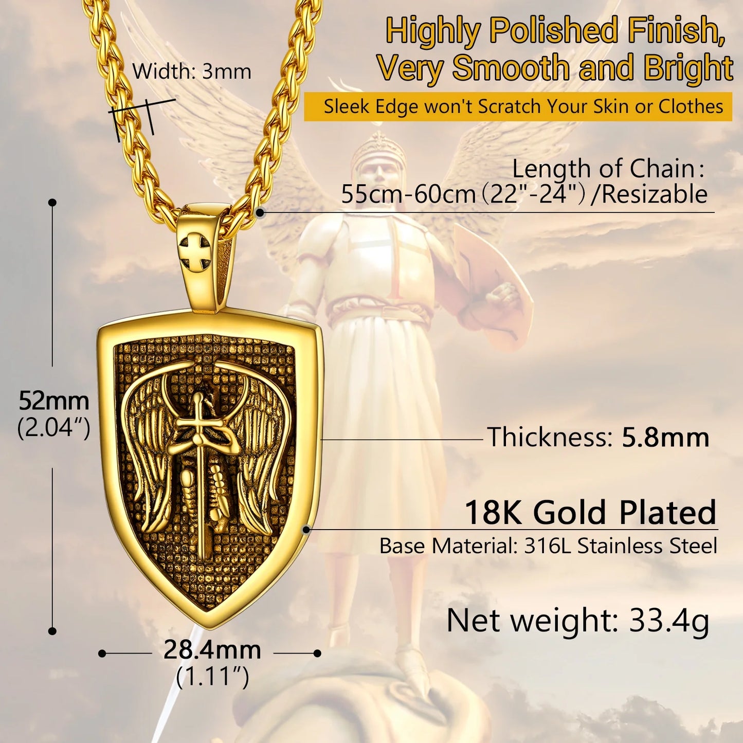 Shield Pendant Amulet Necklace for Mens Saint Michael the Archangel Pendant Gold Plated Catholic Stainless Steel Jewelry for Son Father  Shield Pendant Amulet Necklace for Mens Saint Michael the Archangel Pendant Gold Plated Catholic Stainless Steel Jewelry for Son Father    qykyai-sq.myshopify.com