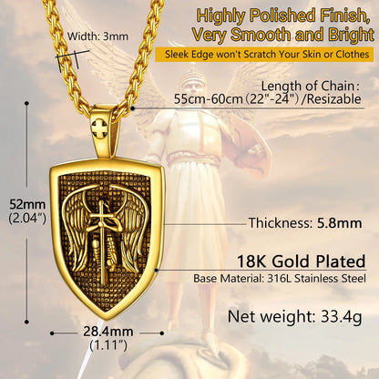 Shield Pendant Amulet Necklace for Mens Saint Michael the Archangel Pendant Gold Plated Catholic Stainless Steel Jewelry for Son Father  Shield Pendant Amulet Necklace for Mens Saint Michael the Archangel Pendant Gold Plated Catholic Stainless Steel Jewelry for Son Father    qykyai-sq.myshopify.com