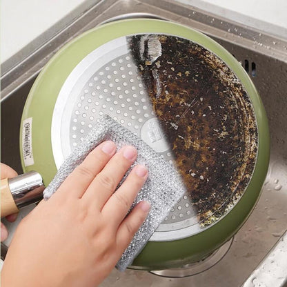 Stainless Steel Kitchen Cleaning Cloth, 10/20Pcs Home Multifunctional Durable Quick Drying Mesh Scouring Pad, Household Dishwashing Cleaning Tool for Pot & Stove