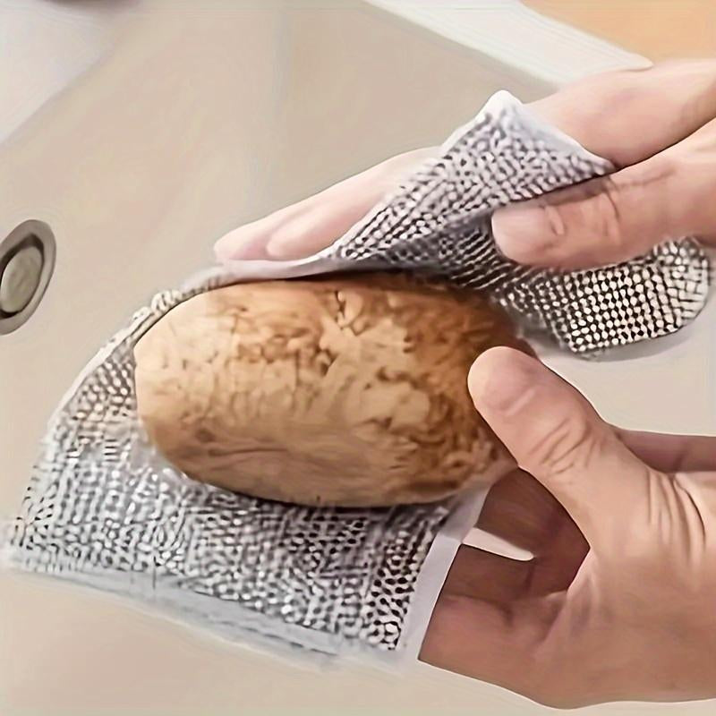 Stainless Steel Kitchen Cleaning Cloth, 10/20Pcs Home Multifunctional Durable Quick Drying Mesh Scouring Pad, Household Dishwashing Cleaning Tool for Pot & Stove