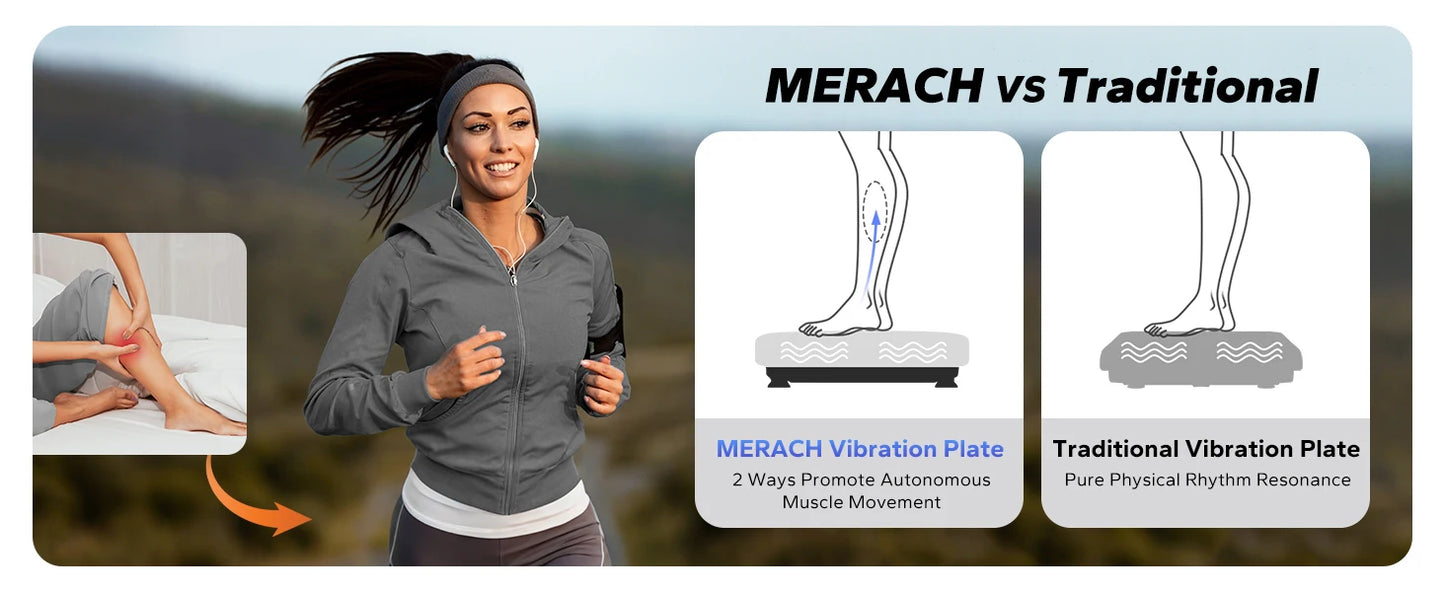 MERACH EMS Vibration Plate Exercise Machine for Lymphatic Drainage Relieve Pain Help Sleep Fat Burning&Weight Loss Exercise Fit