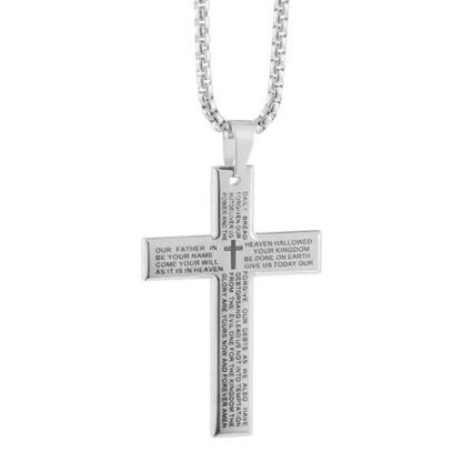 Fashion Bible Jesus Cross Pendant Necklace Hip Hop Men Stainless Steel Pendant Necklace for Women Retro Religious Prayer Jewelry