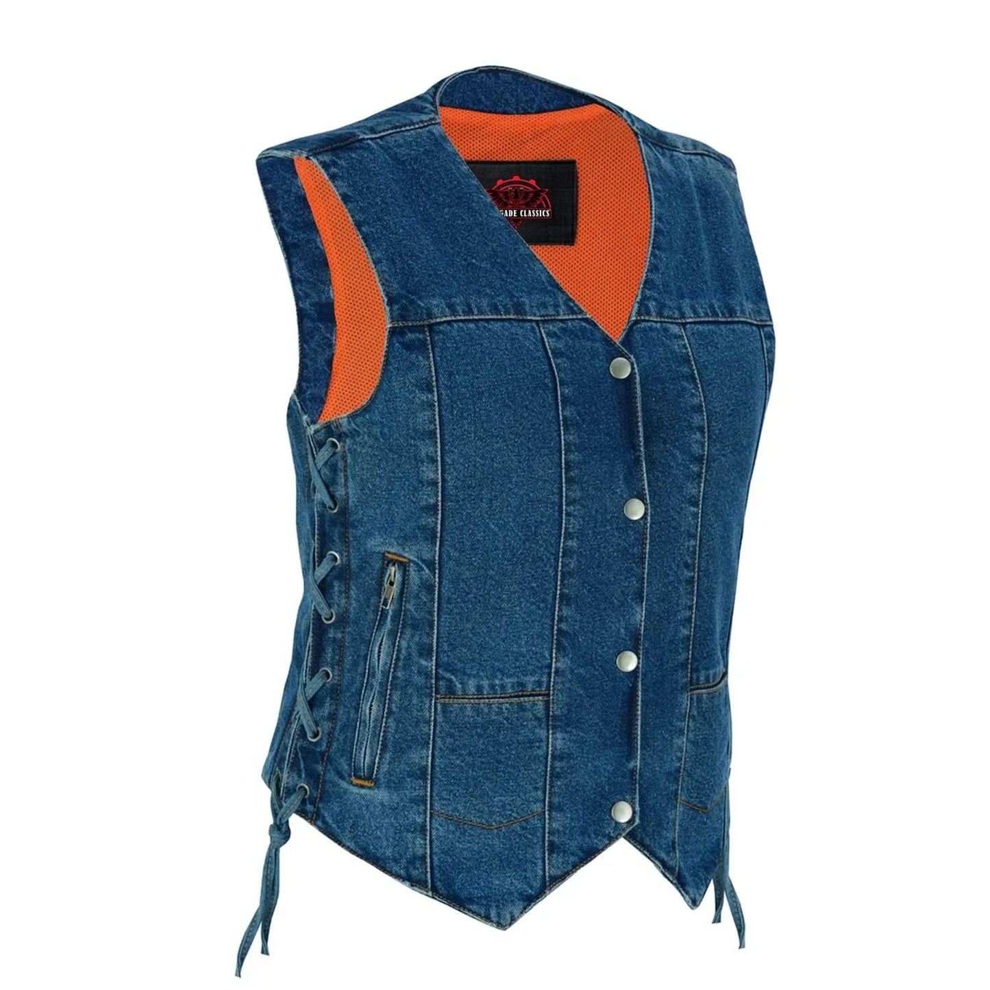 Women's 6 Pocket Denim Utility Vest - Blue