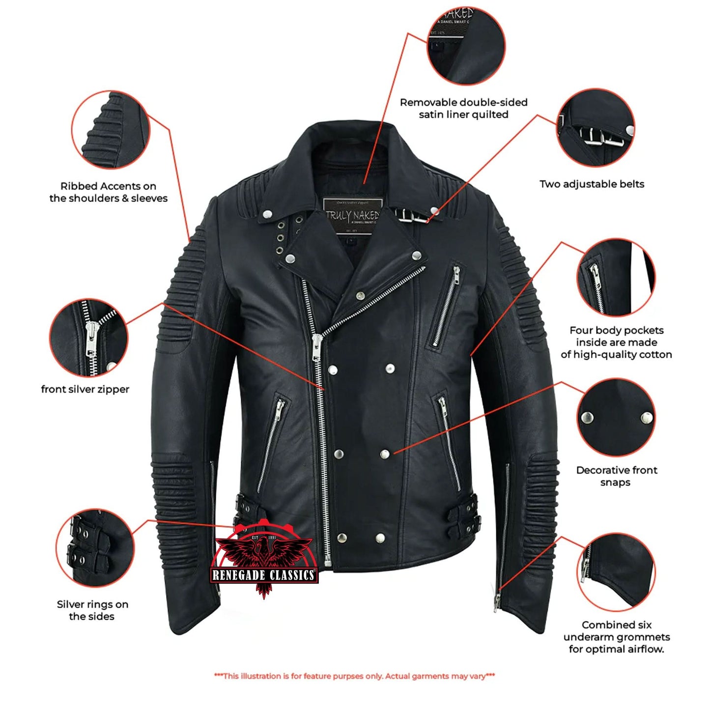 Bonestar Men's Black Fashion Leather Jacket