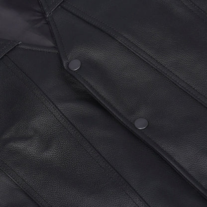 Clubster Men's Black Milled Cowhide Side Lace Motorcycle Leather Vest