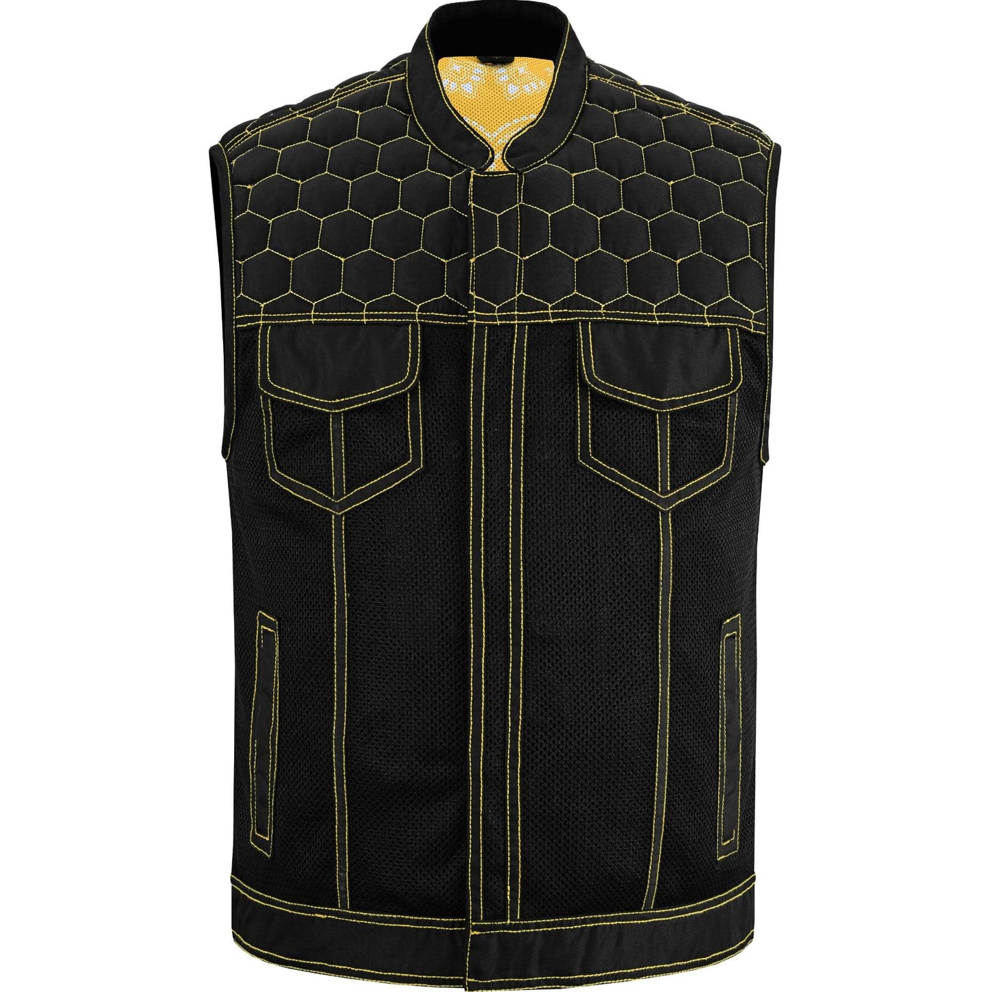 Gloom Gold Men's Black Mesh Textile Vest