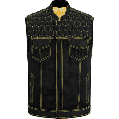 Gloom Gold Men's Black Mesh Textile Vest