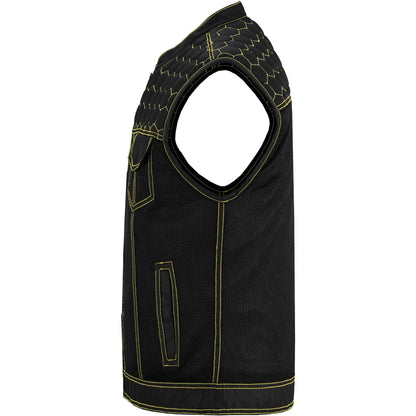 Gloom Gold Men's Black Mesh Textile Vest