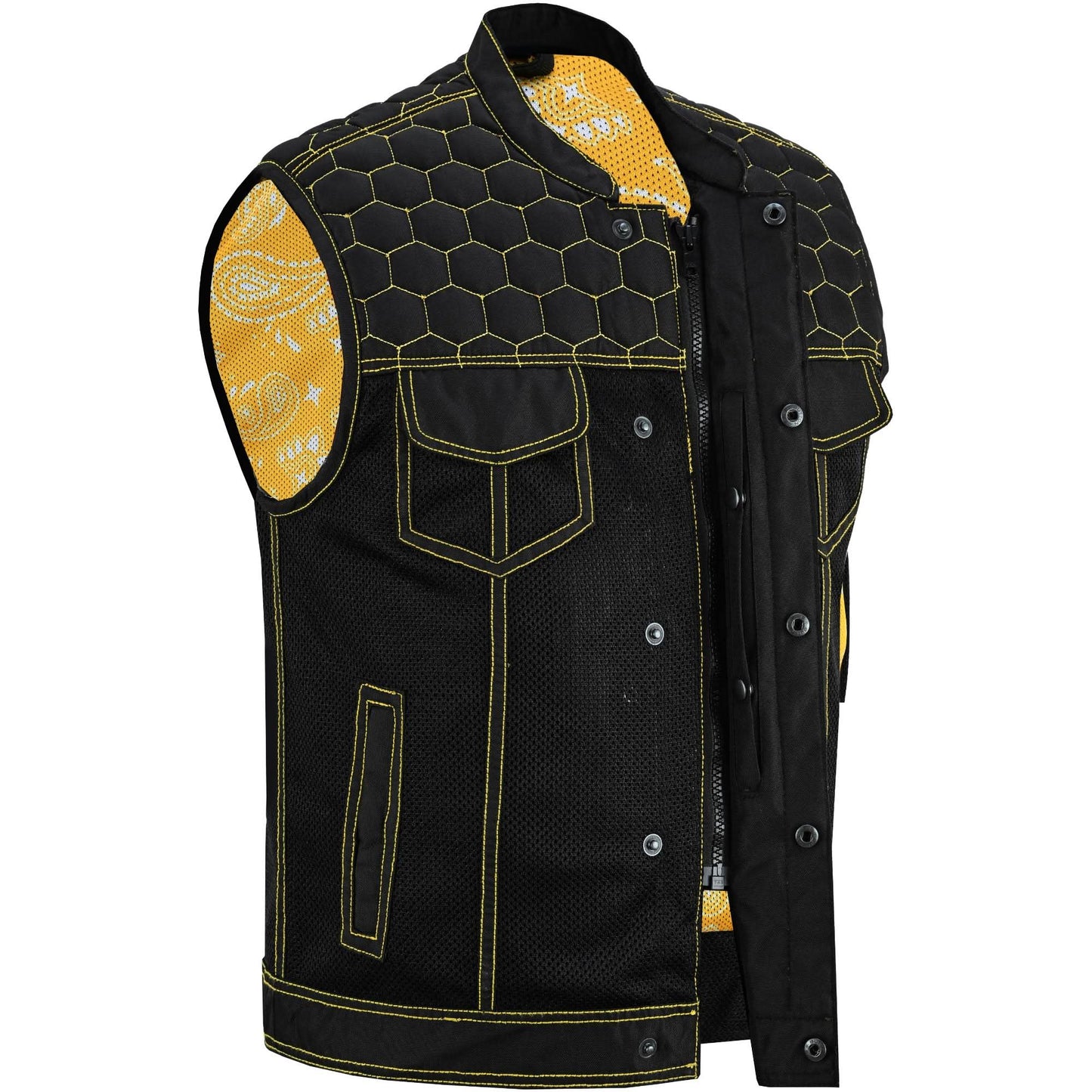 Gloom Gold Men's Black Mesh Textile Vest