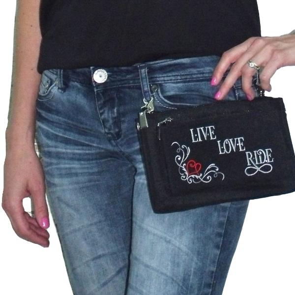 Live, Love, Ride Durable Canvas Hip Purse
