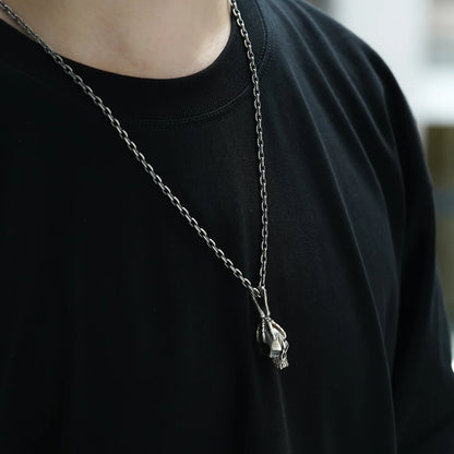 BOCAI S925 Sterling Silver Pendant for Women Men Retro Skeleton Claw Skull Charm Amulet Punk Street Dark Style Jewelry Wholesale