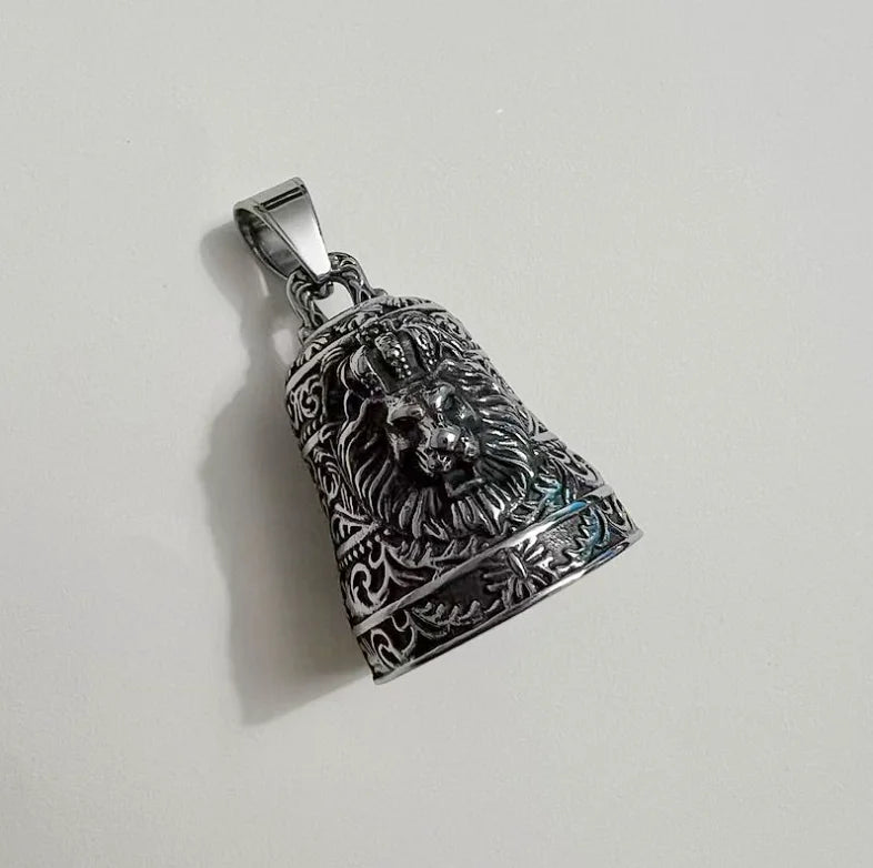 Motorcycle Bell for Luck Bell with Hanger Drive Safe for Bikers Riders Crown Lion Metal Motorcycle Guardian Bell Keychain
