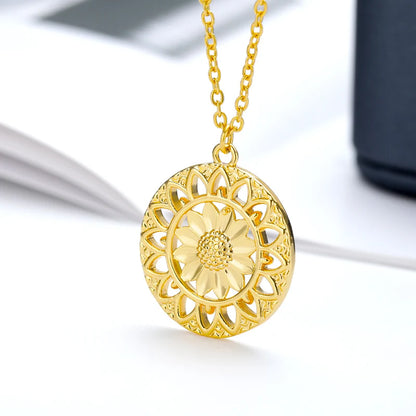 Round Sunflower Necklace for Women Boho Stainless Steele Round Pendant Choker Goth Vintage Women's Neck Chain Jewelry Gift 2021