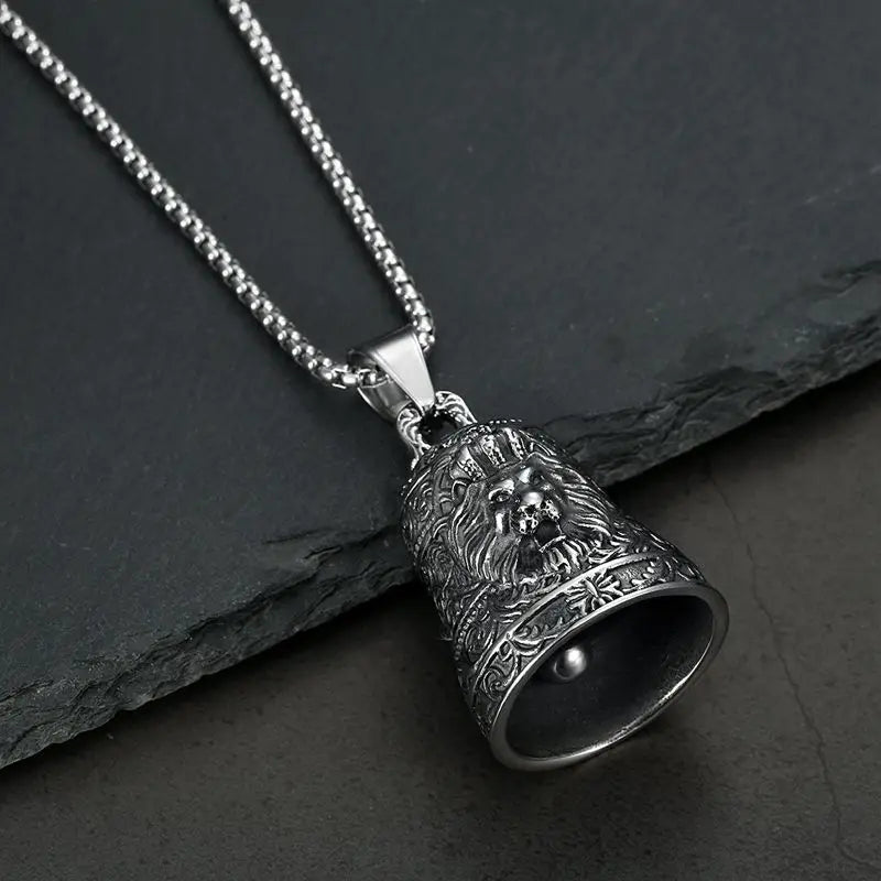 Motorcycle Bell for Luck Bell with Hanger Drive Safe for Bikers Riders Crown Lion Metal Motorcycle Guardian Bell Keychain
