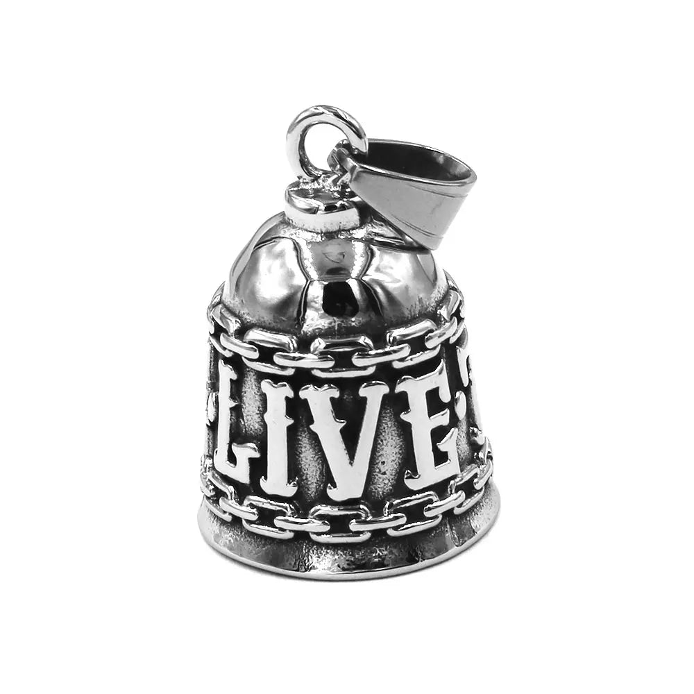 Live to Ride Eagle Wings Jesus Cross Biker Bell Pendant Stainless Steel Knuckles Heart Peace Sign Rose Eye Bell Christmas Gift