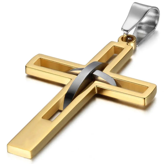 2020 Retro Stainless Steel Black Cross Pendants Necklace for Men Chain Necklaces Christian Jewelry Dropshipping