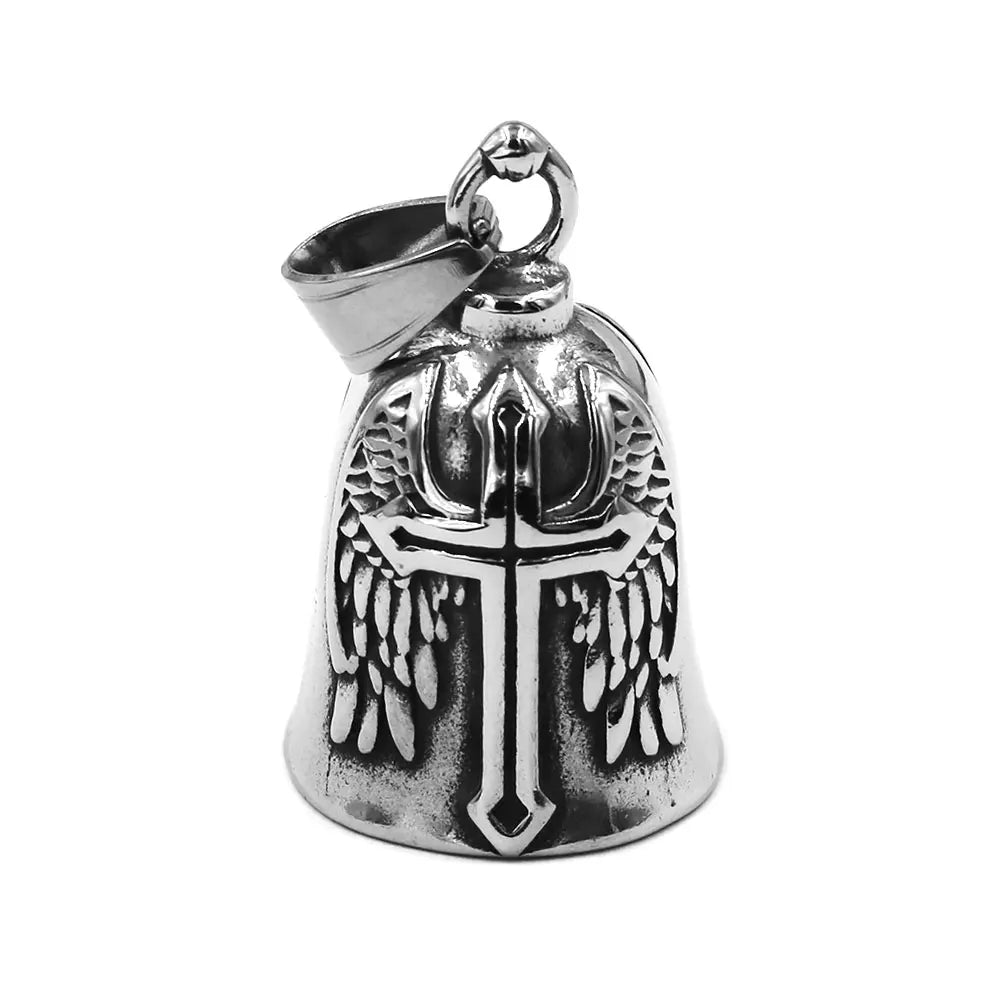Live to Ride Eagle Wings Jesus Cross Biker Bell Pendant Stainless Steel Knuckles Heart Peace Sign Rose Eye Bell Christmas Gift