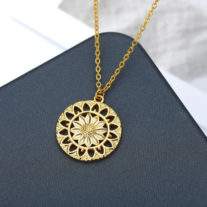 Round Sunflower Necklace for Women Boho Stainless Steele Round Pendant Choker Goth Vintage Women's Neck Chain Jewelry Gift 2021    qykyai-sq.myshopify.com